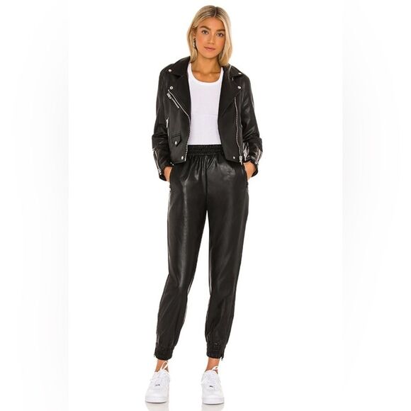 superdown Rinah Faux Leather Jogger Pant in Black - Picture 1 of 5